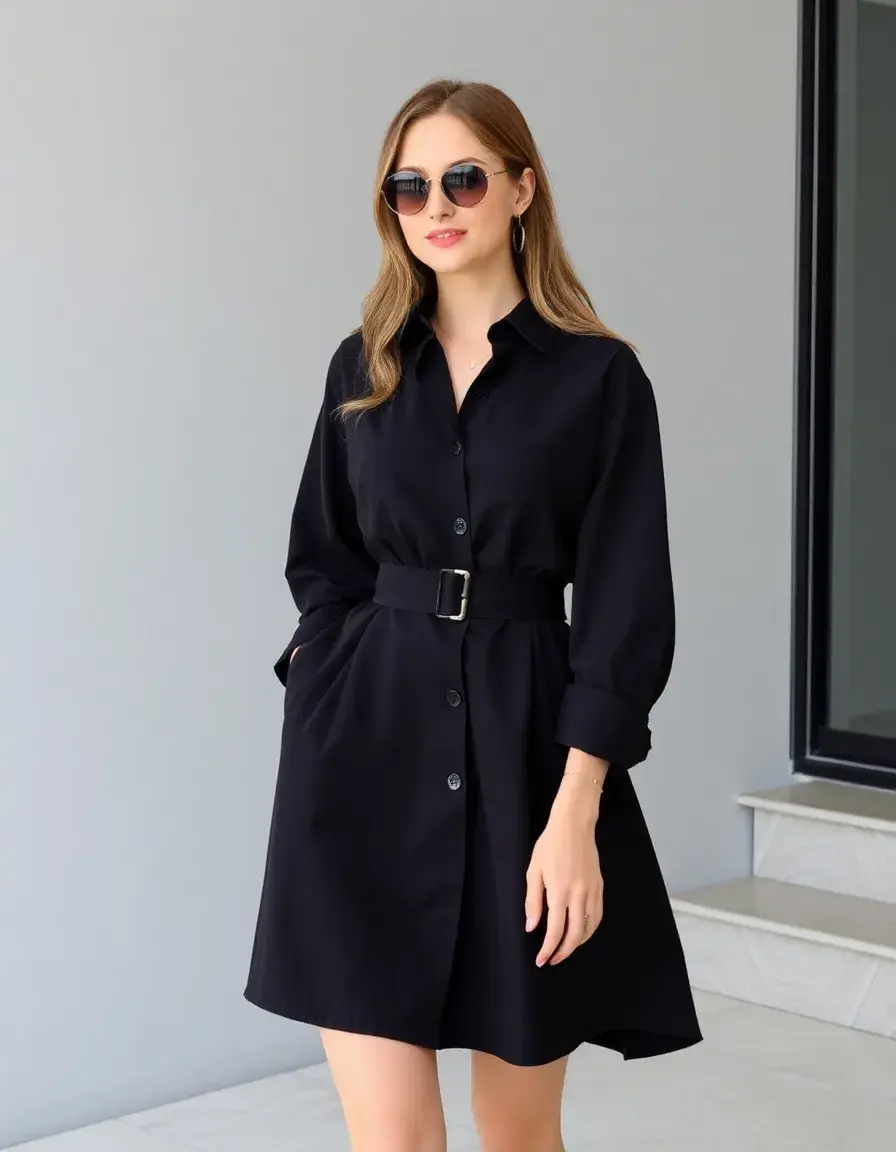 Vestido camisero casual con cinturón