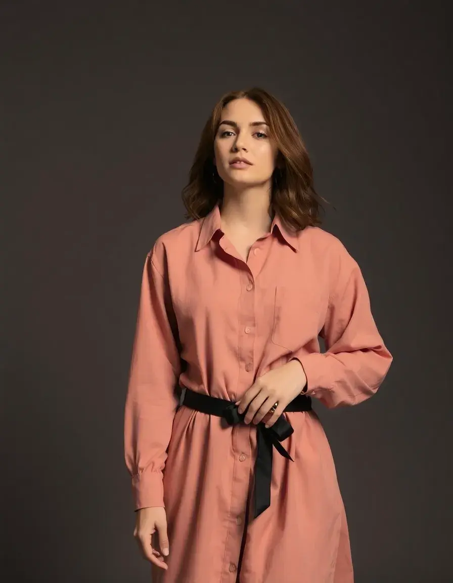 Vestido camisero de manga larga elegante
