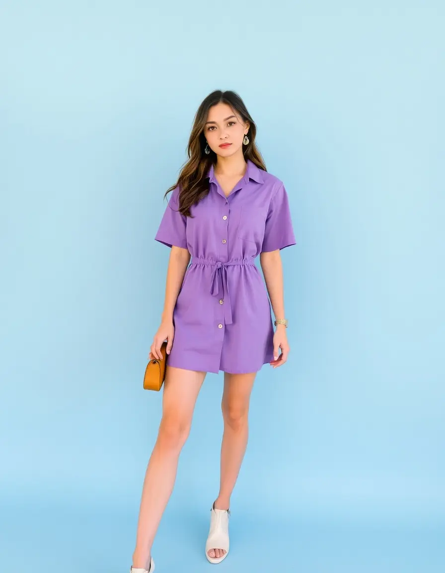 Vestido camisero corto estilo mini