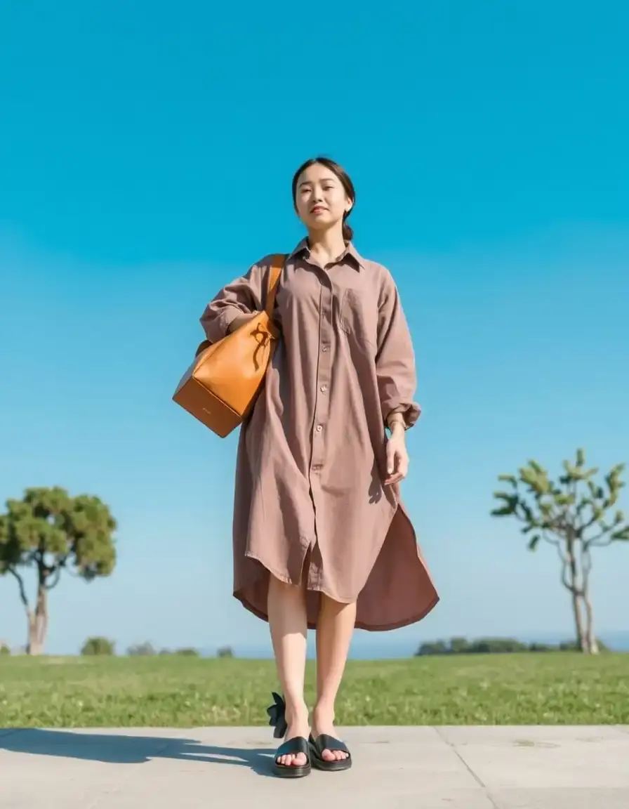 Vestido camisero de corte ancho oversized
