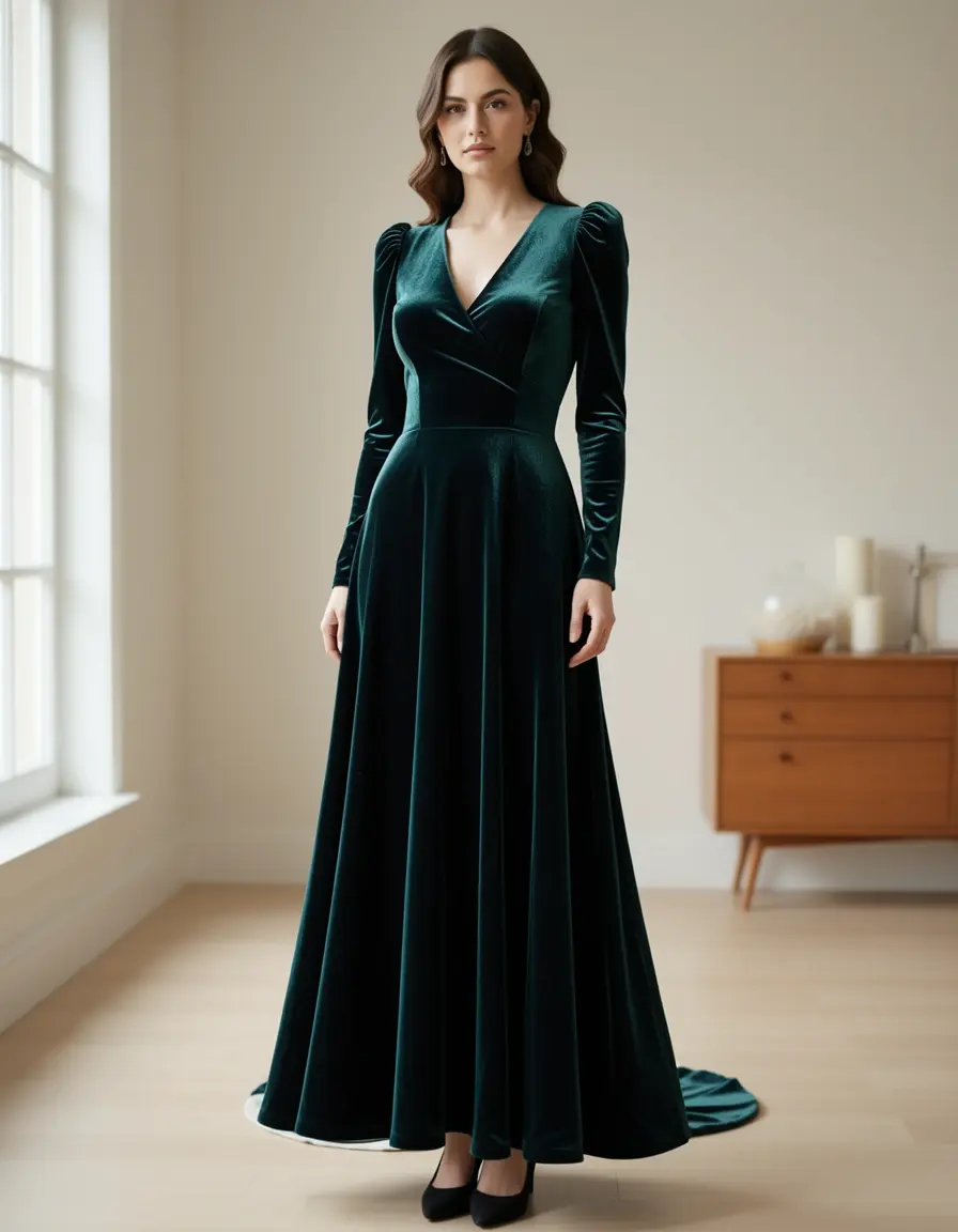 Vestido de terciopelo elegante 2025
