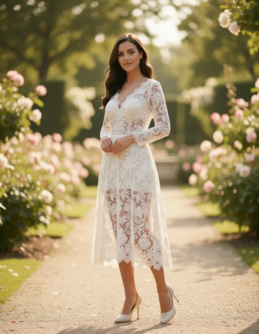 Lace midi ceremonia mujer