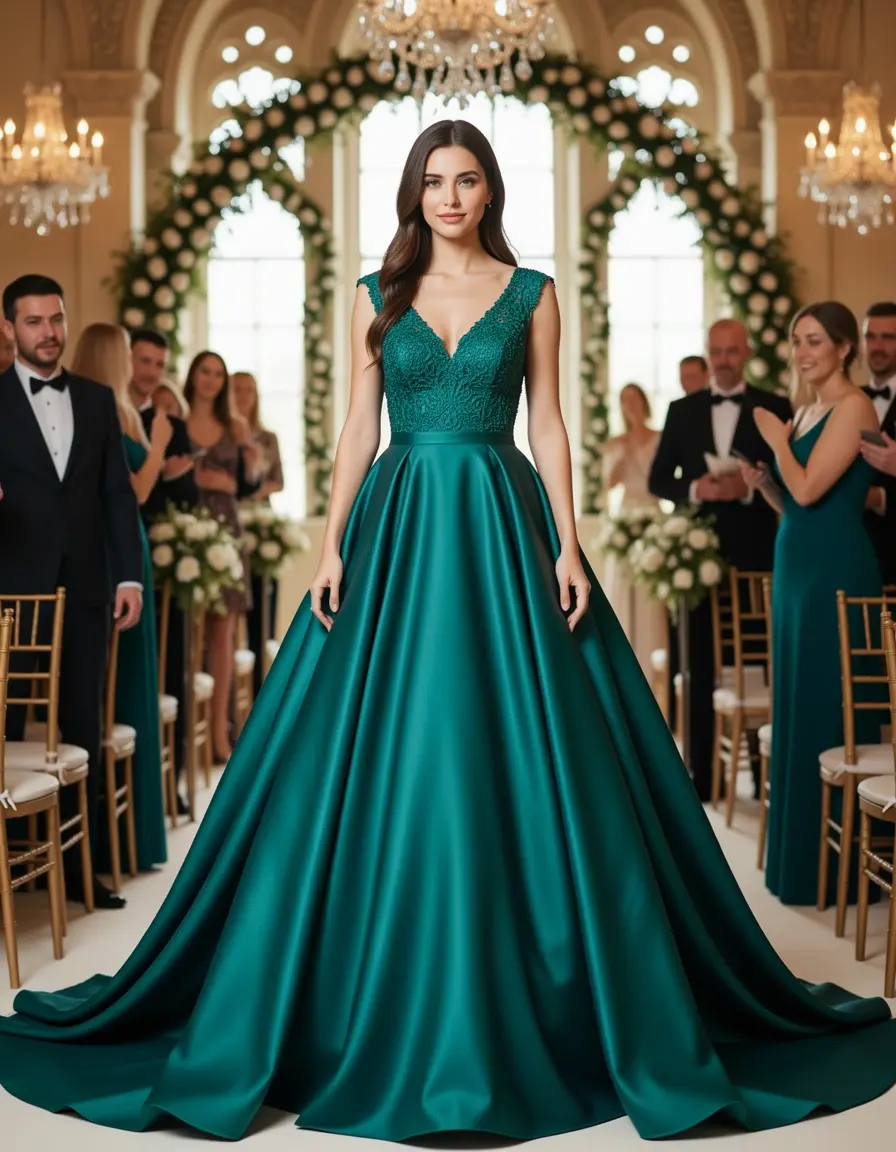 Satin gown ceremonia