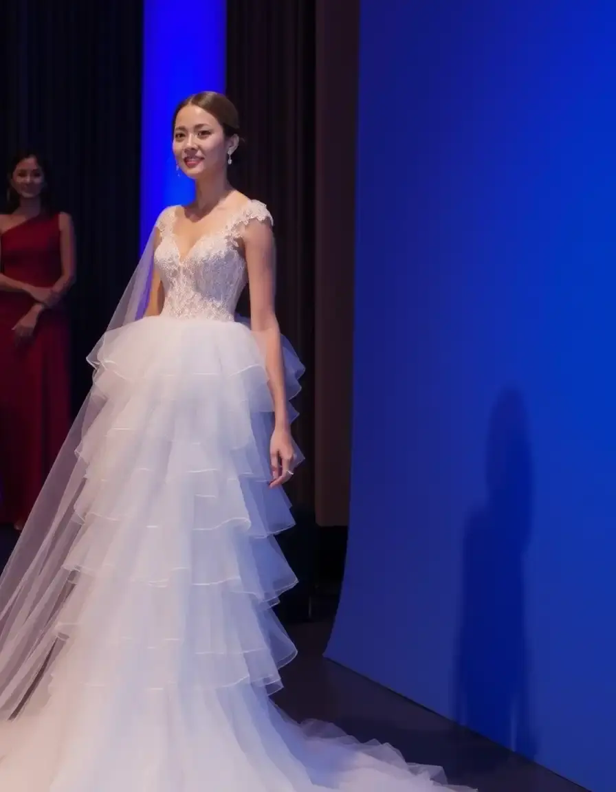 Layered gown ceremonia