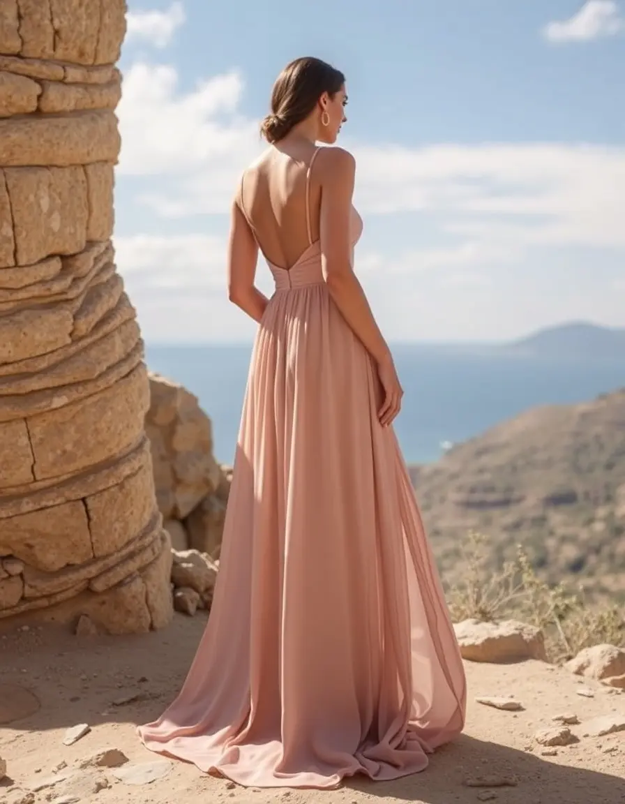Vestido largo de gasa para boda