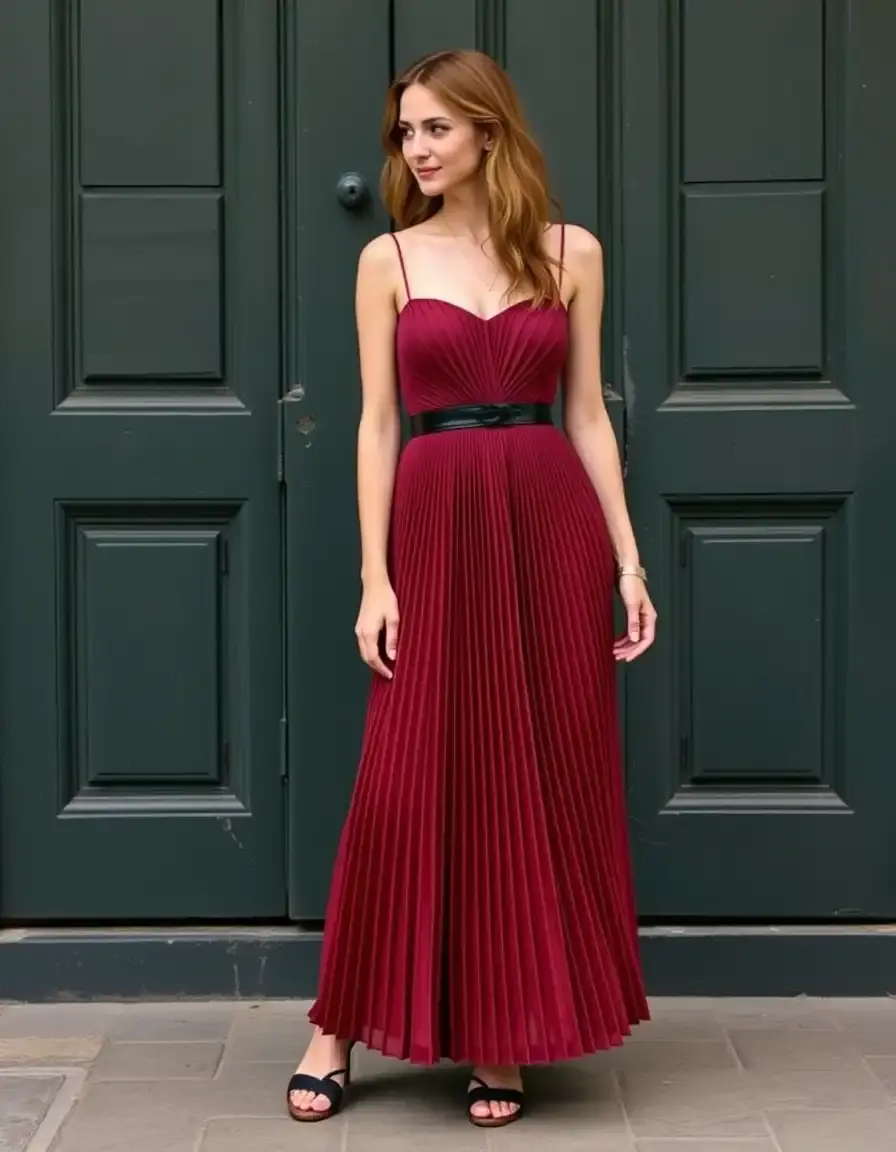 Vestido midi plisado para invitadas