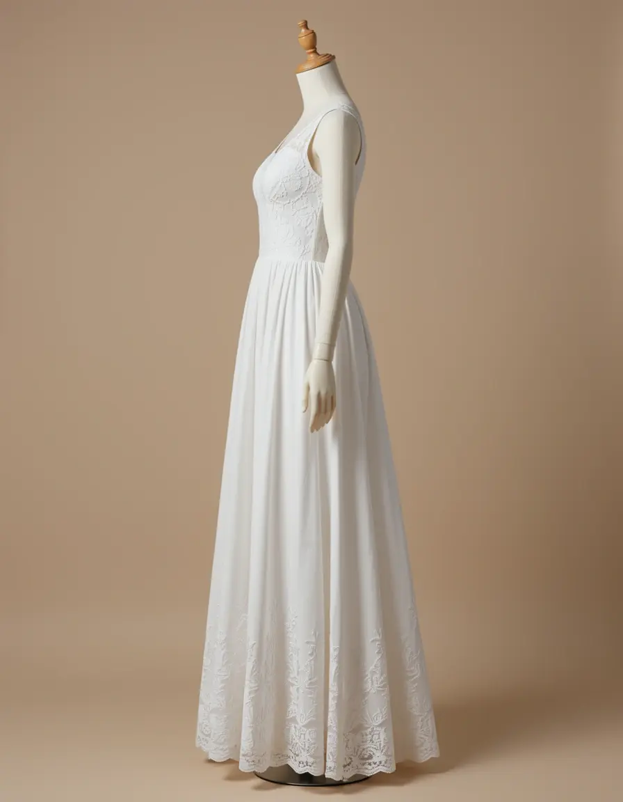 Elegant Spanish Dress en blanco puro