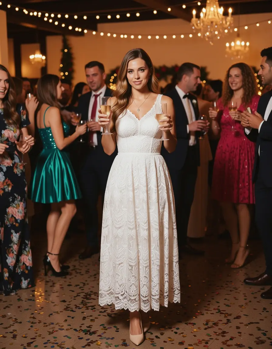 Lace Fiesta Midi - Vestido de encaje para eventos