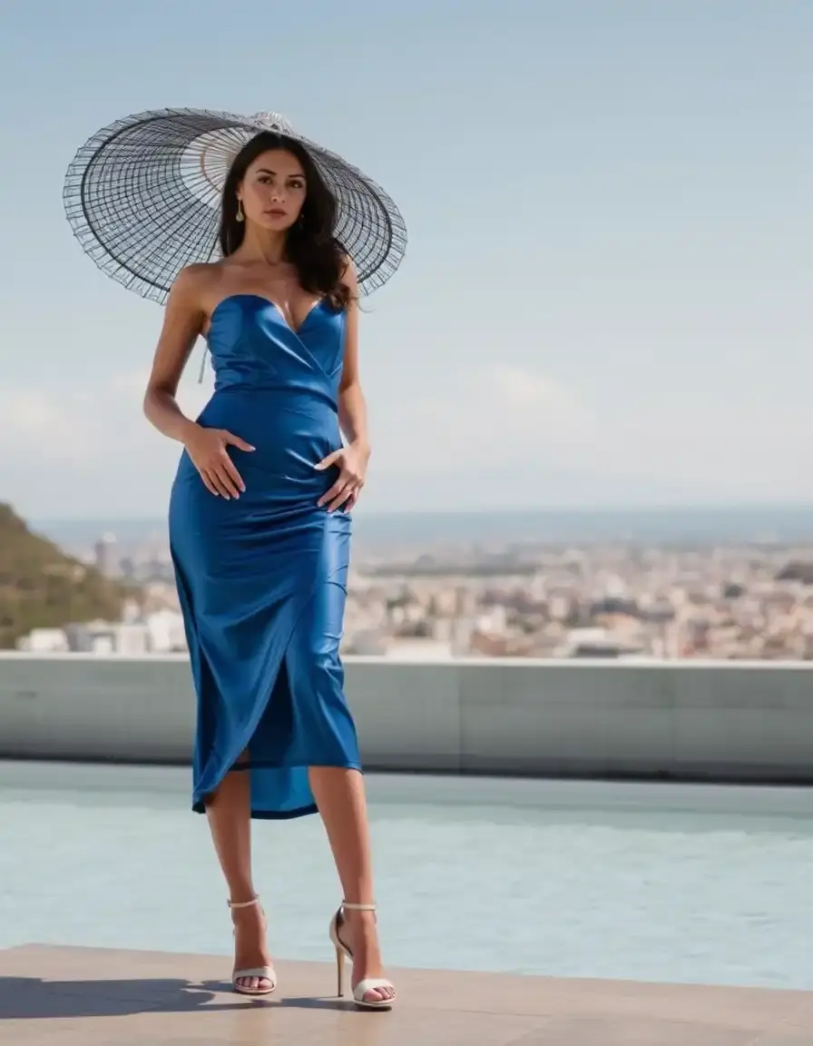 Satin Party Cocktail - Vestido satinado de cóctel