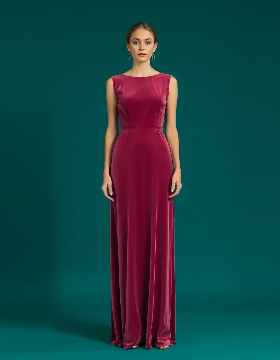 Vestido largo de terciopelo para madrina de invierno