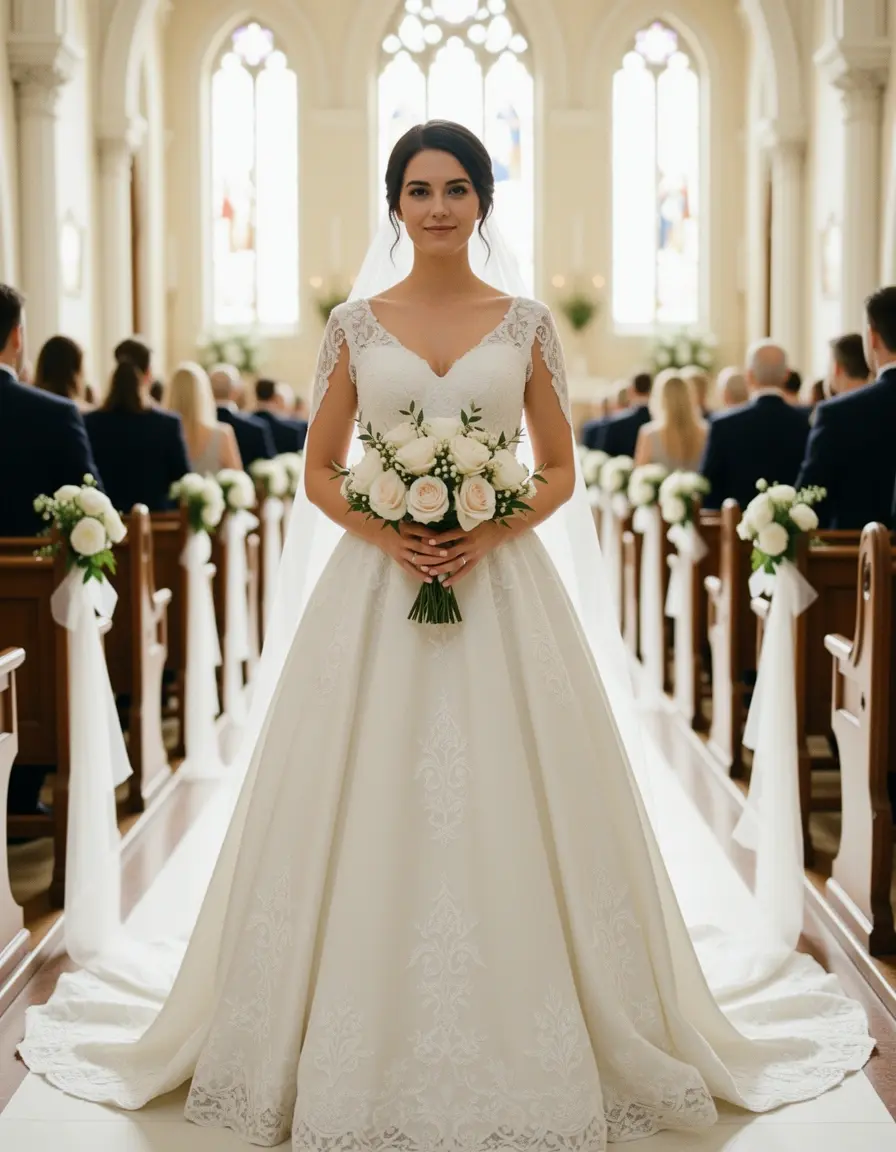 Simple Civil Novia Midi - Vestido blanco elegante
