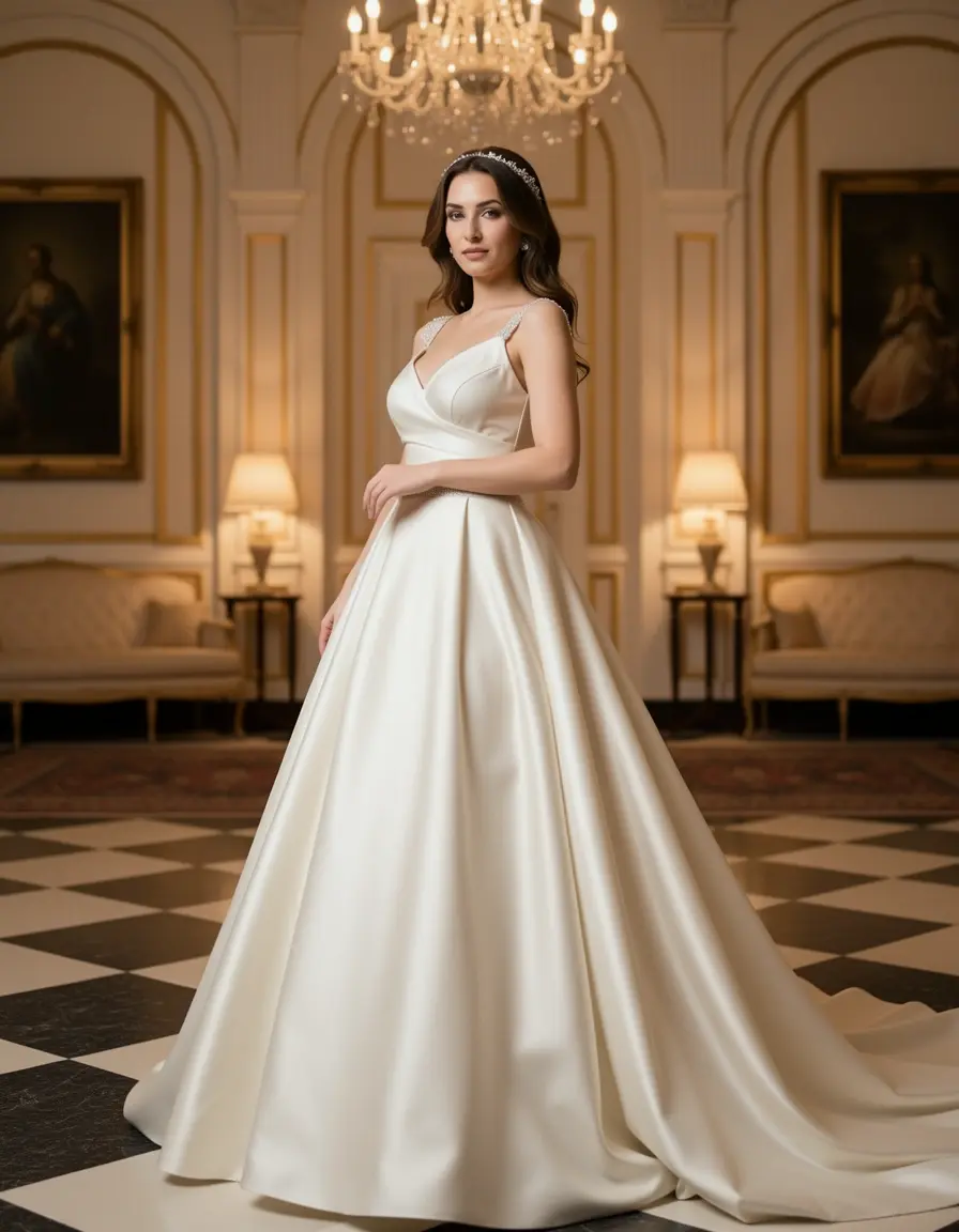Vestido de novia sencillo de satén elegante