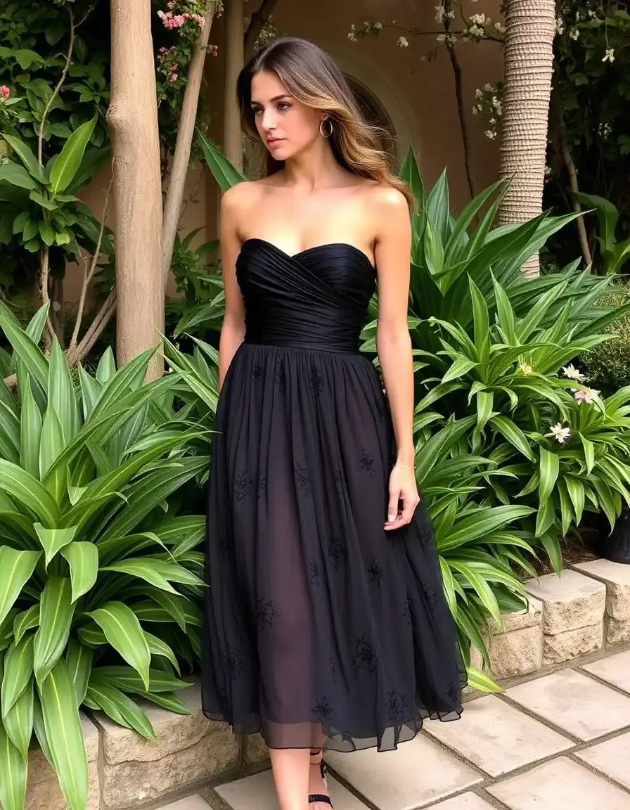 Vestido strapless de verano color sólido