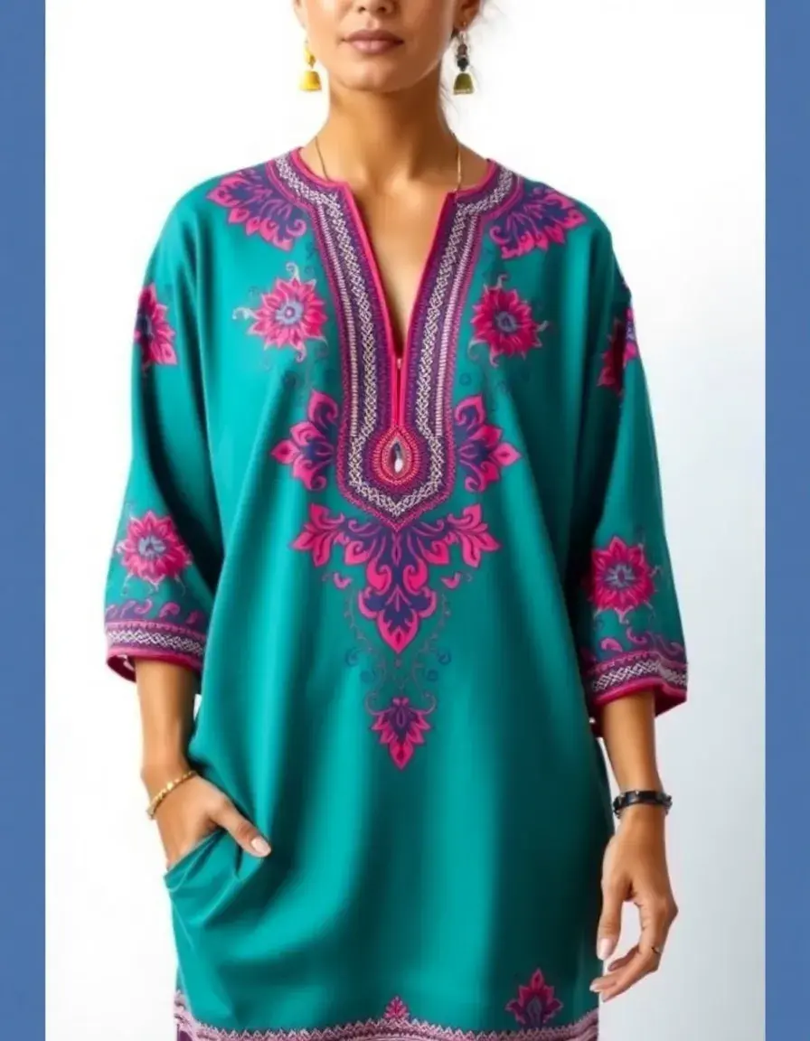 Vestido largo con estampado vibrante de verano