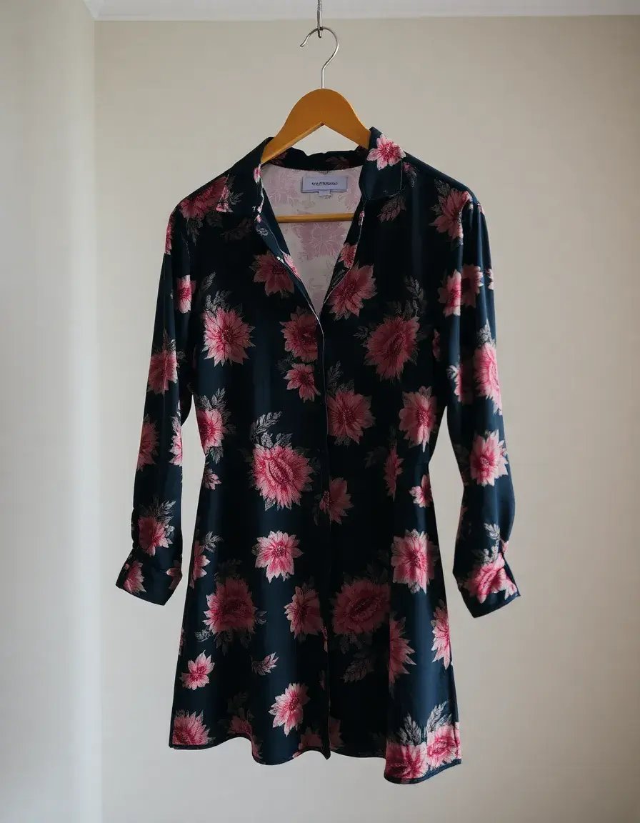 Vestido camisero estampado floral en percha