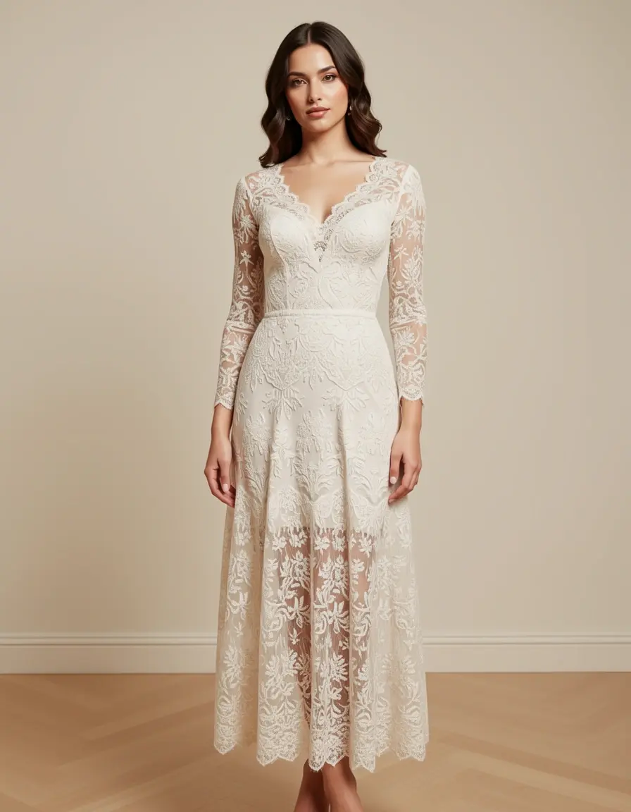 Vestido Midi de encaje elegante