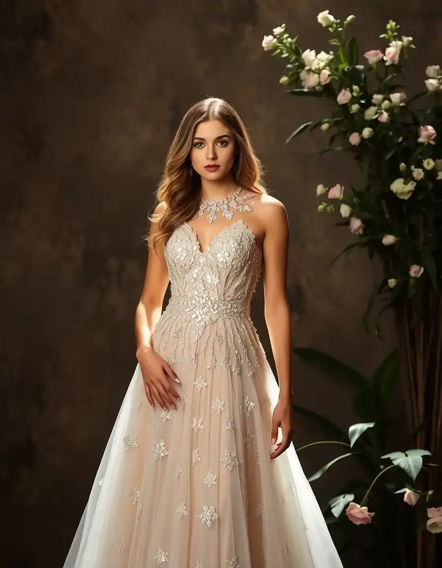 Vestido de gala con pedrería elegante