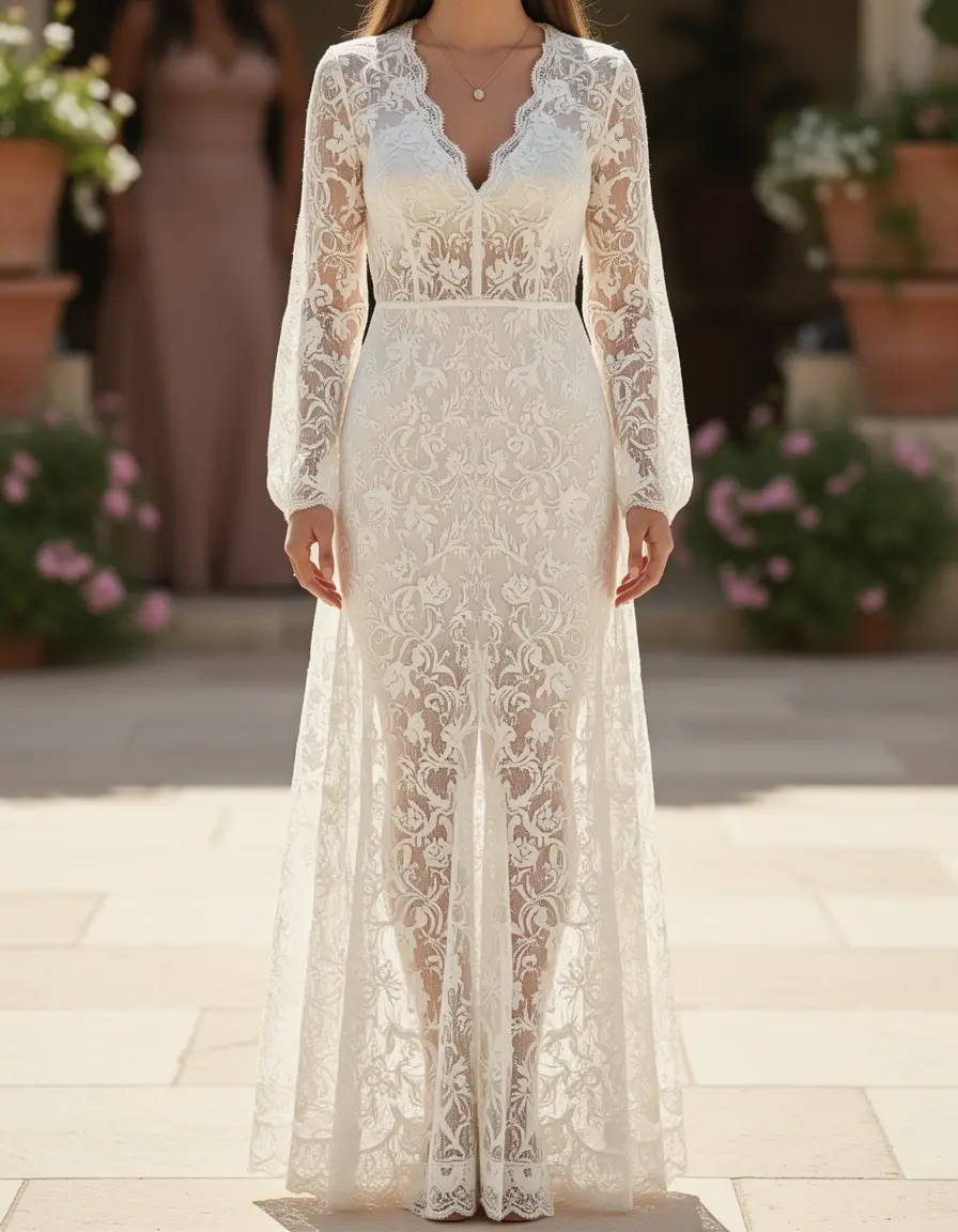 Vestido largo de encaje ibicenco Lace Ibicencos Long