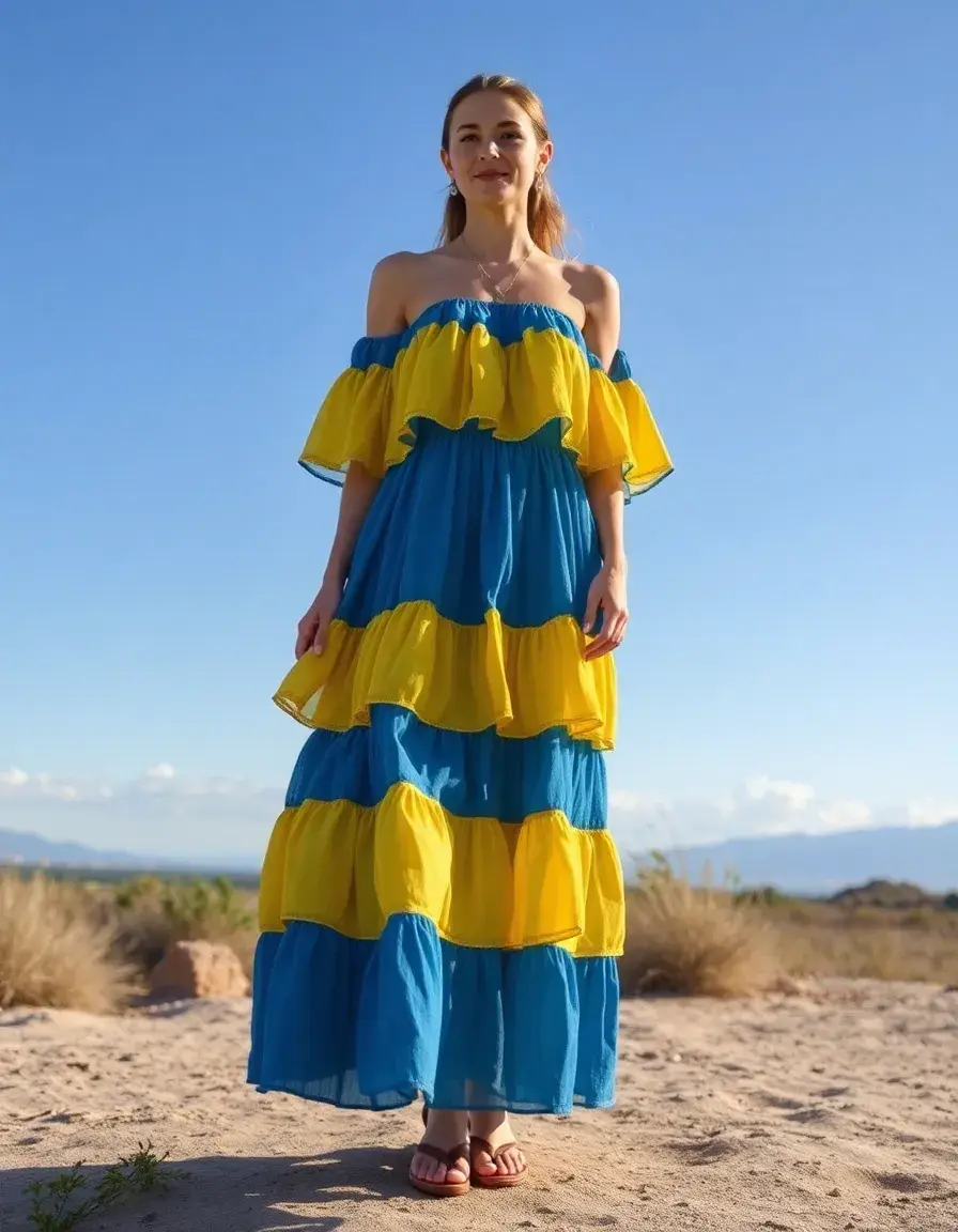 Vestido largo con volantes estilo ibicenco