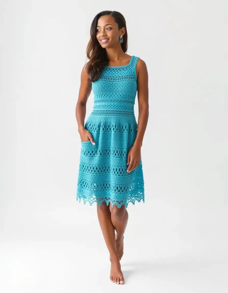 Vestido de crochet blanco estilo ibicenco