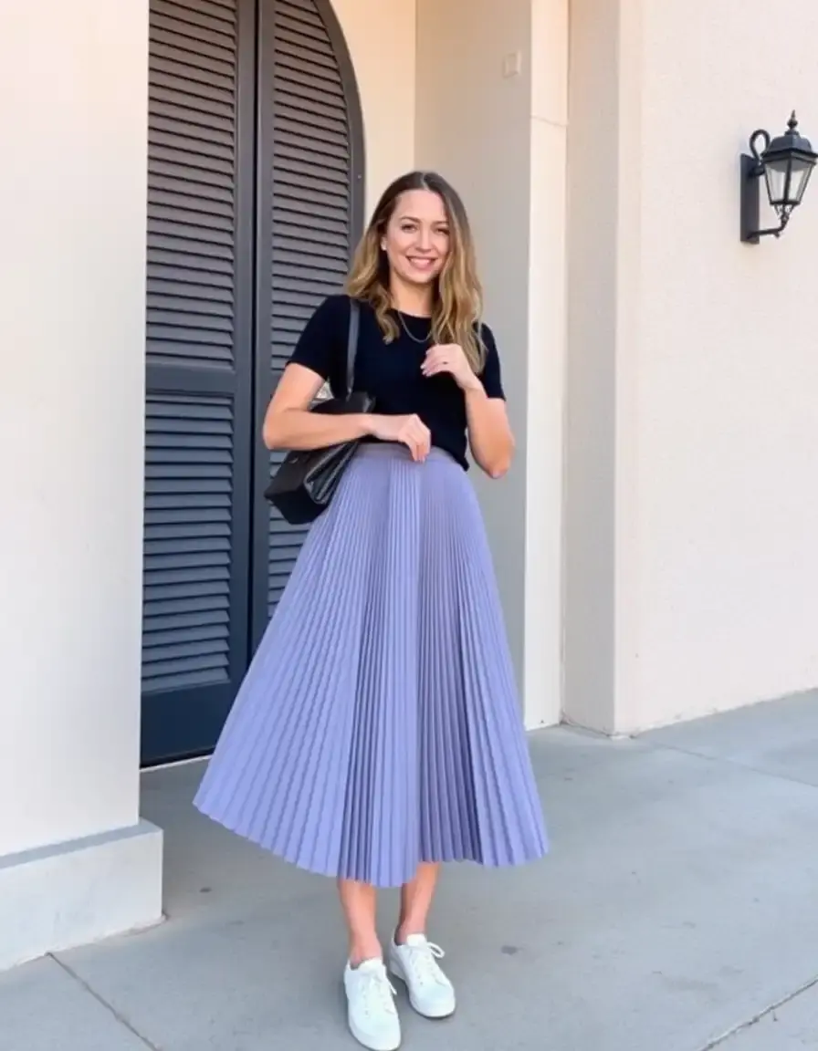 Pleated midi mama vestido plisado