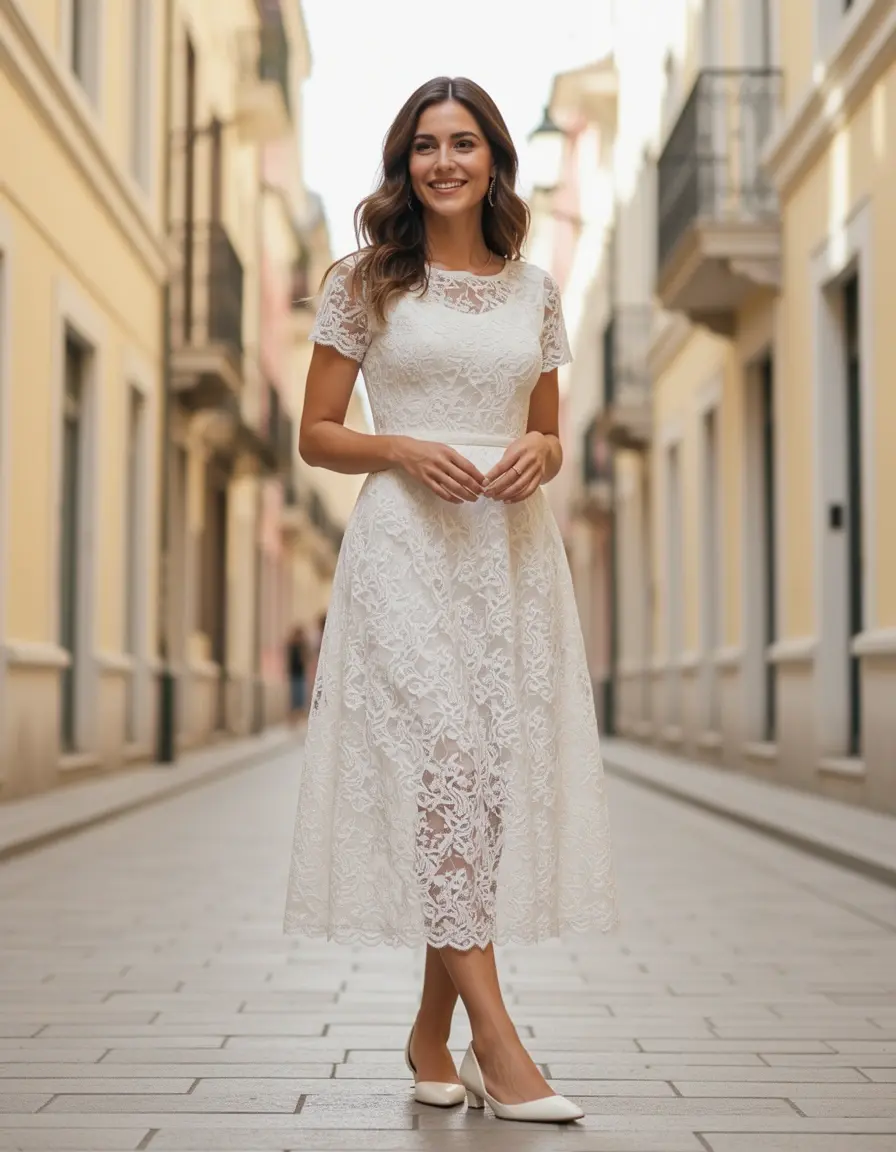 Vestido de encaje Lace Midi Mujer para eventos
