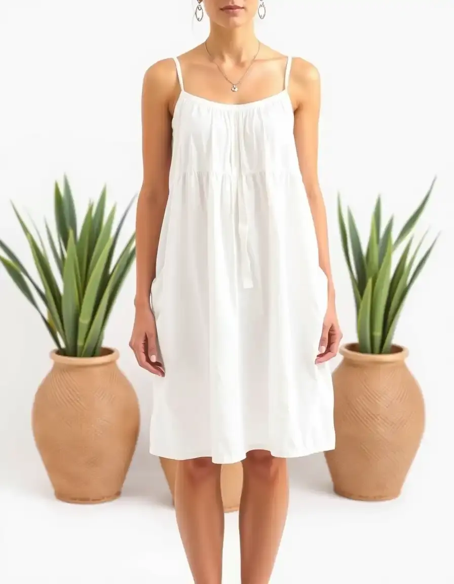 Casual Cotton Sundress blanco frente