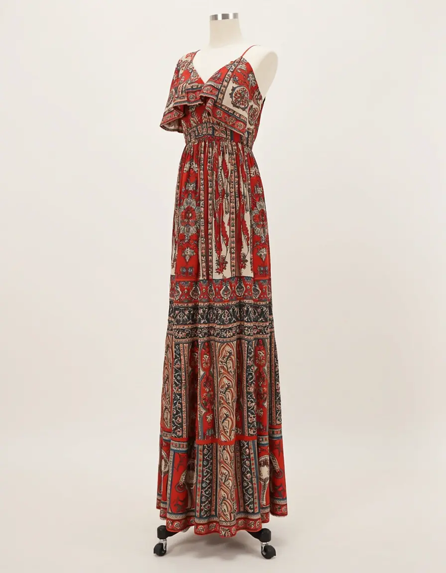 Bohemian Maxi Dress estampado lateral