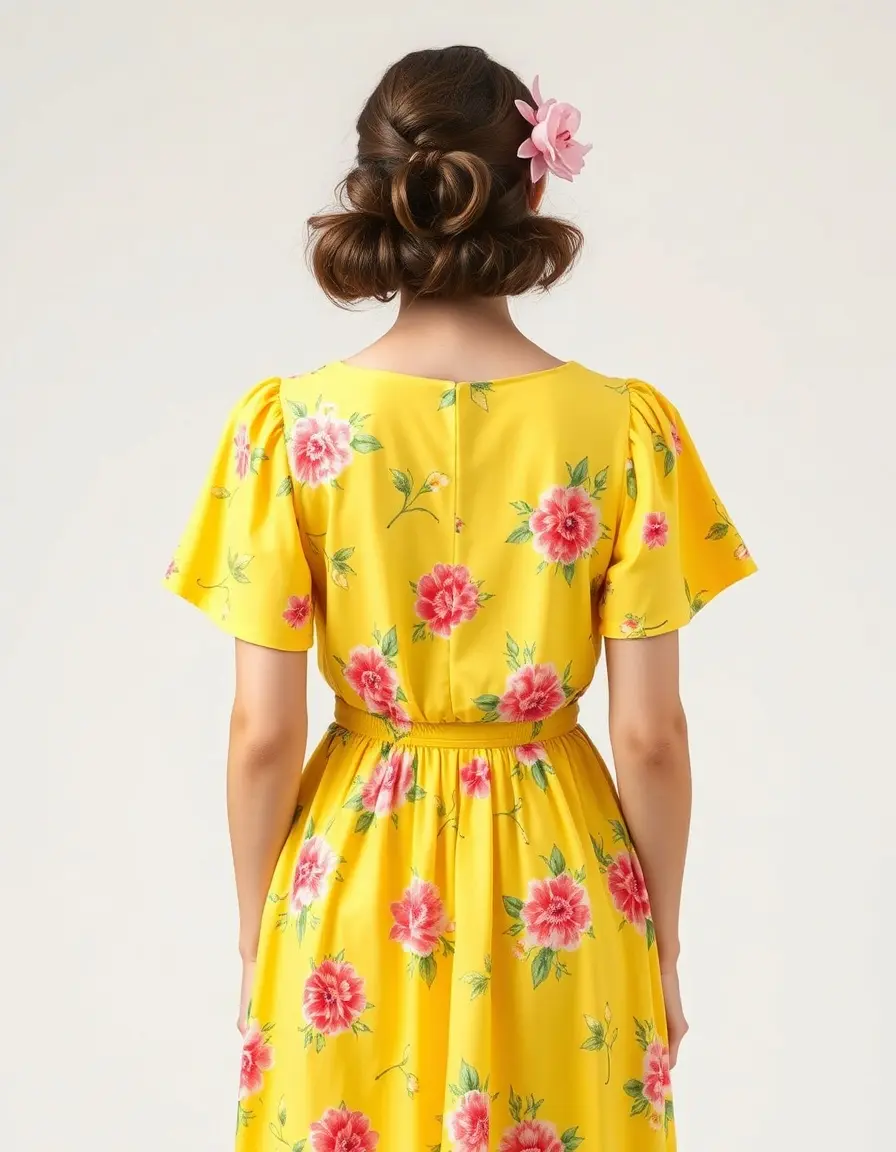 Summer Floral Dress amarillo espalda
