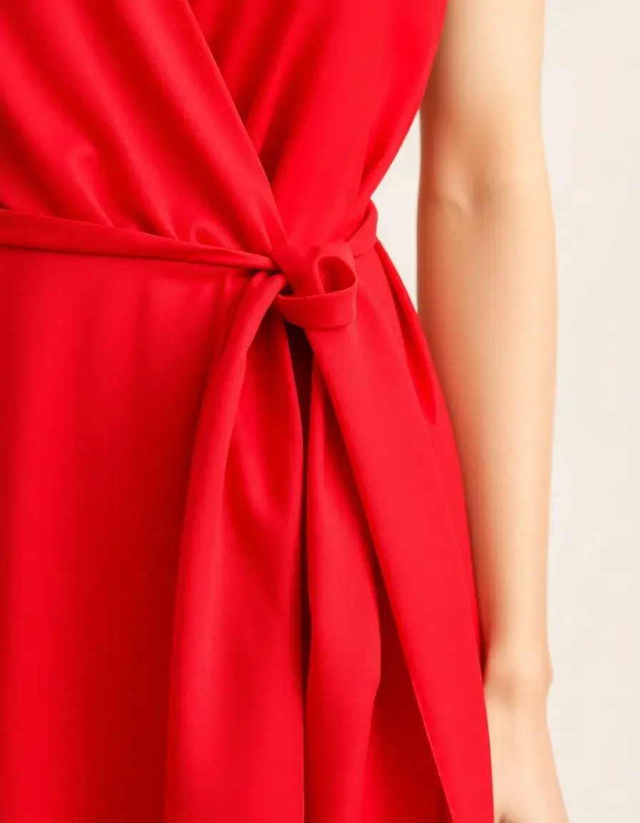 Wrap Silk Dress rojo detalle seda