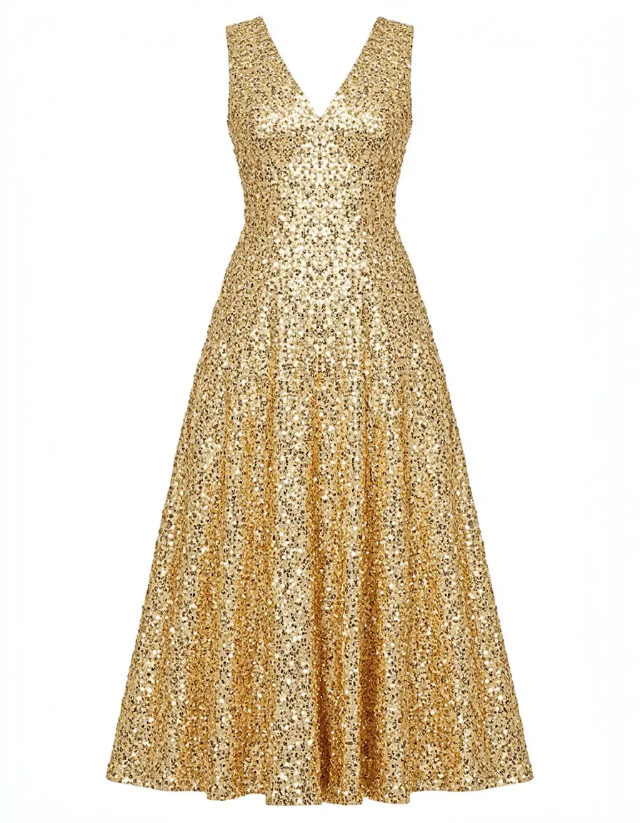 Party Sequin Dress Gold - Vestido fiesta brillante dorado