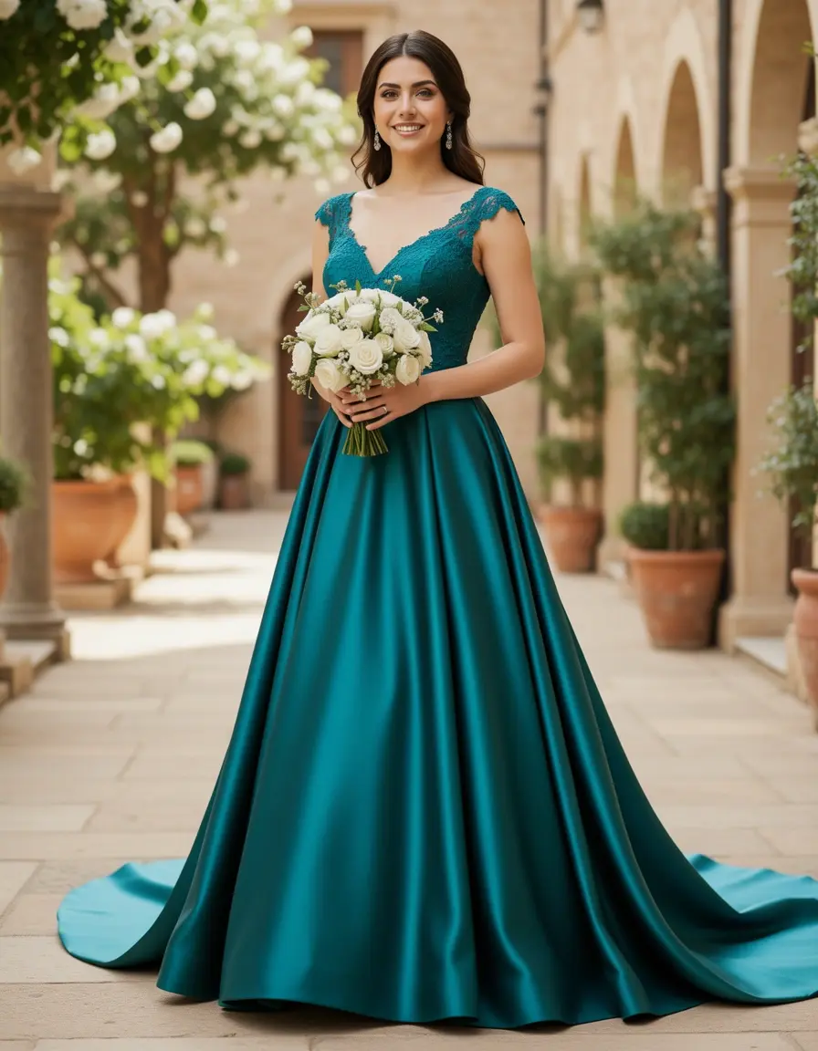 Vestido de novia de satén barato