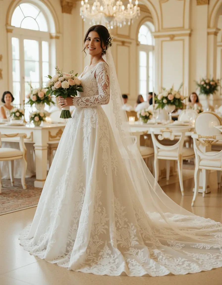 Vestido de novia de encaje económico