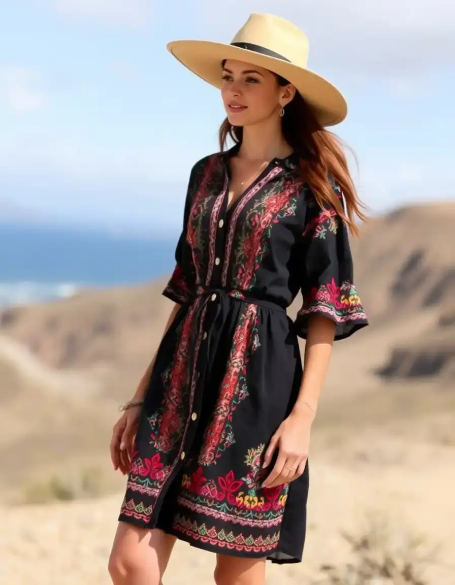 Vestido vaquero con botones frontales Denim Button Front