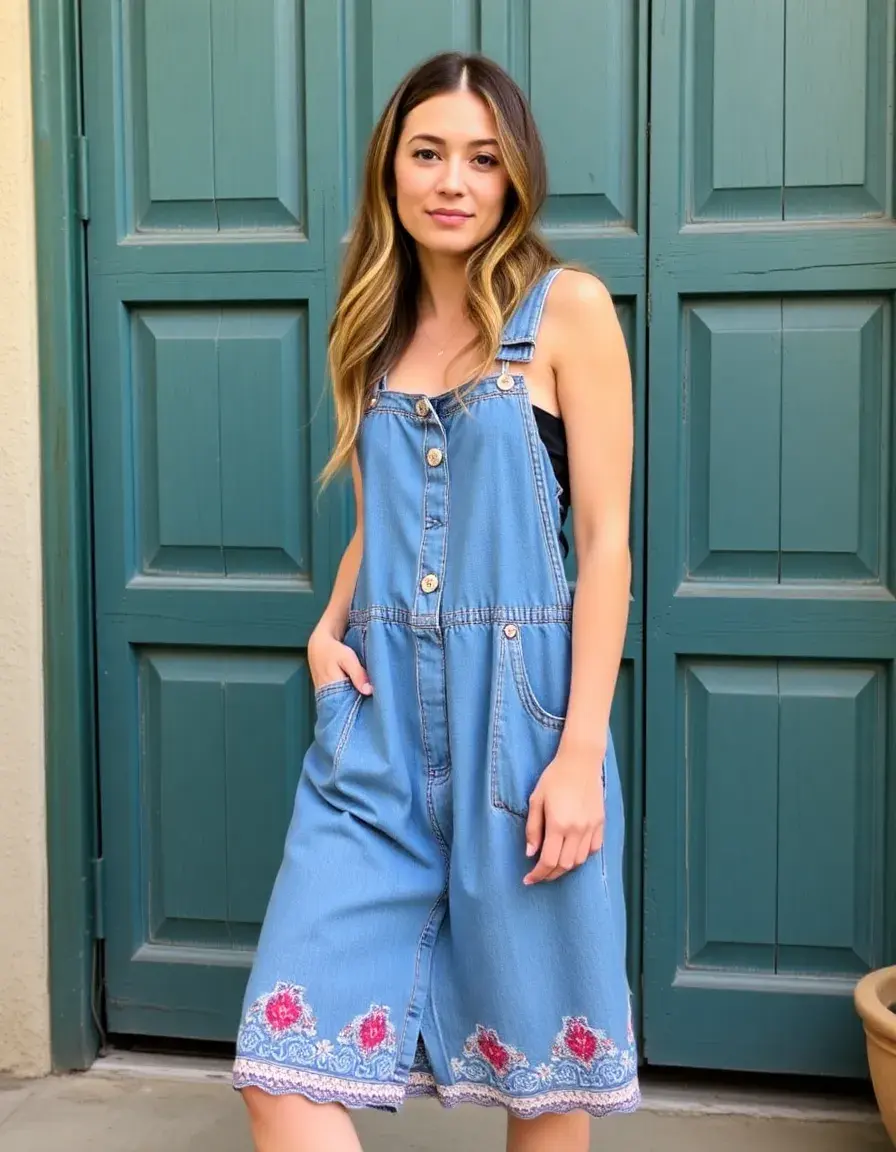 Pichi o vestido de peto vaquero Denim Overall Dress