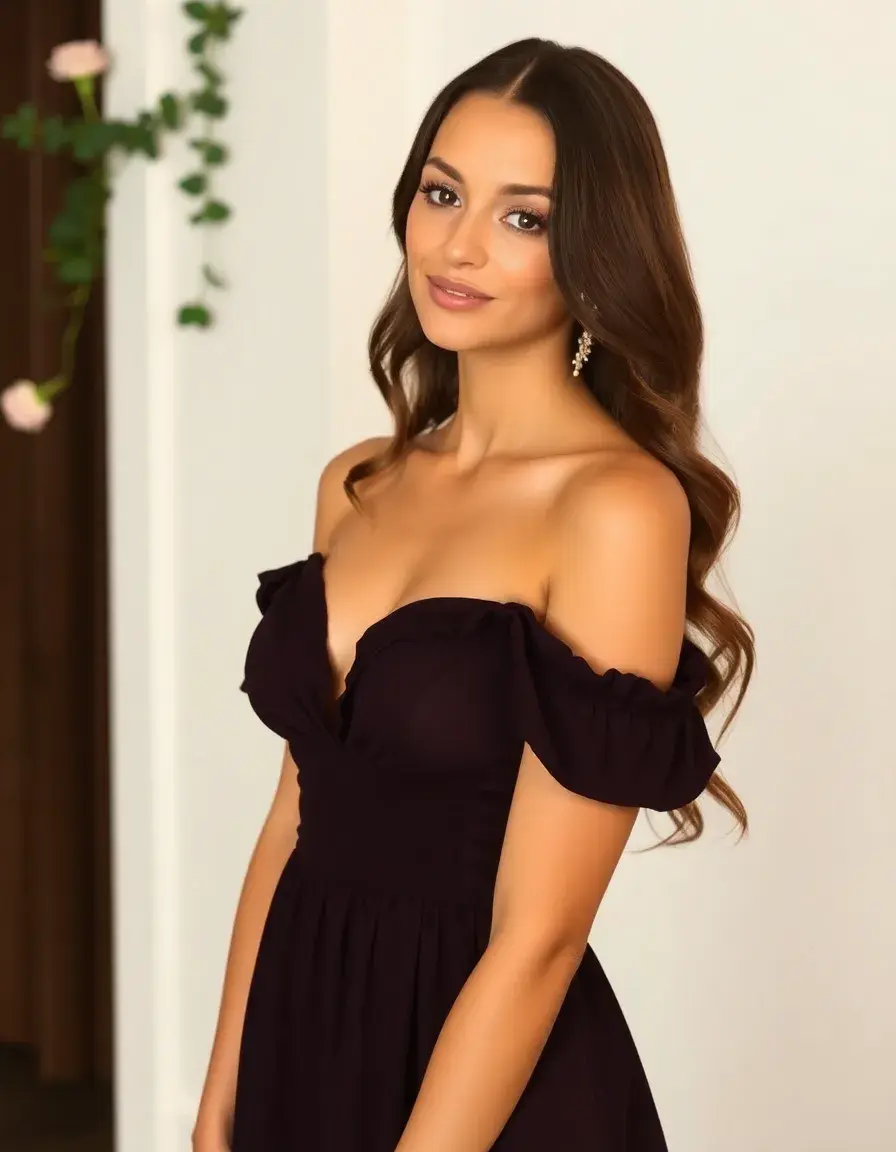 Nude Off-Shoulder Dress - Vestido con hombros descubiertos color nude