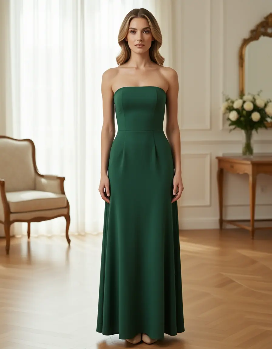 Vestido midi palabra de honor elegante tipo cóctel