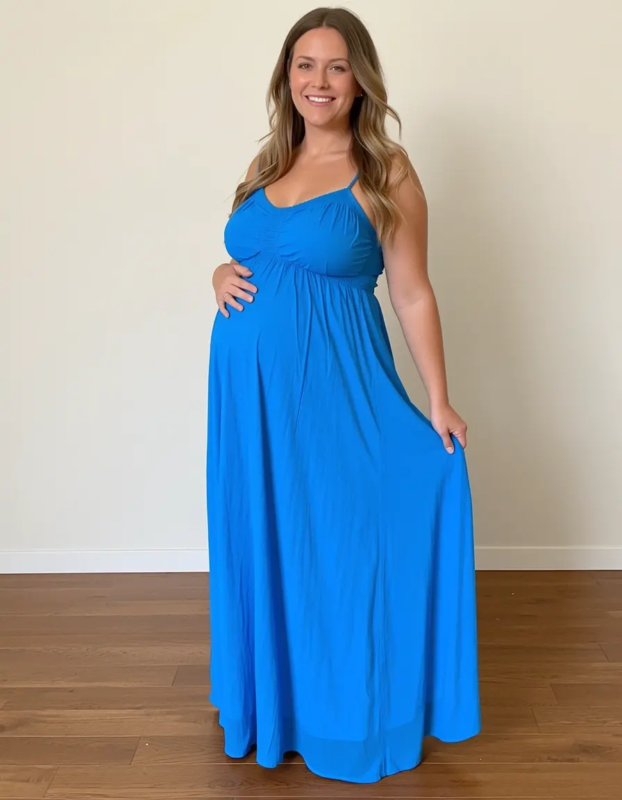 Maternity Maxi Dress azul fluido para embarazo