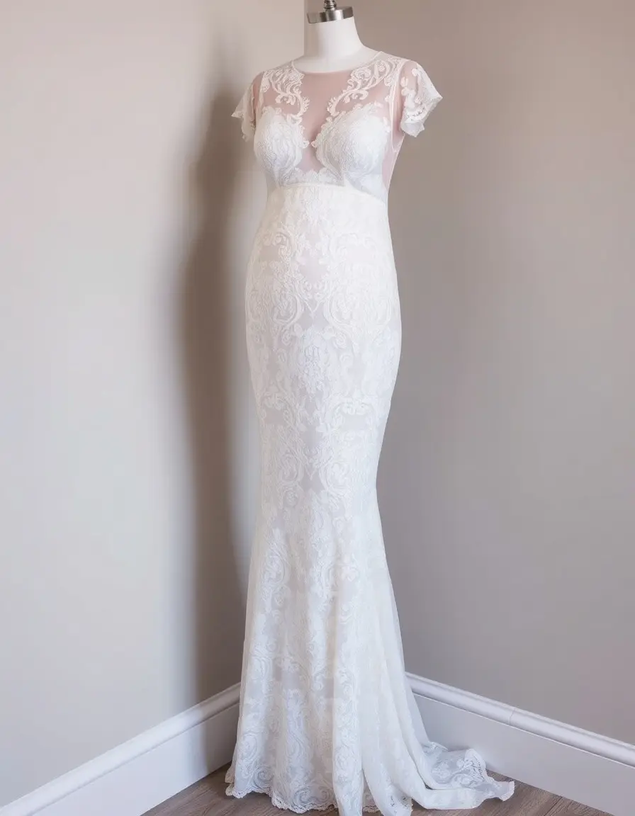 Vestido de gala premamá con encaje elegante