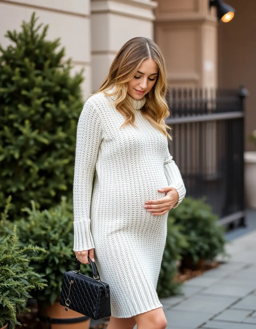 Vestido de punto premamá para invierno acogedor