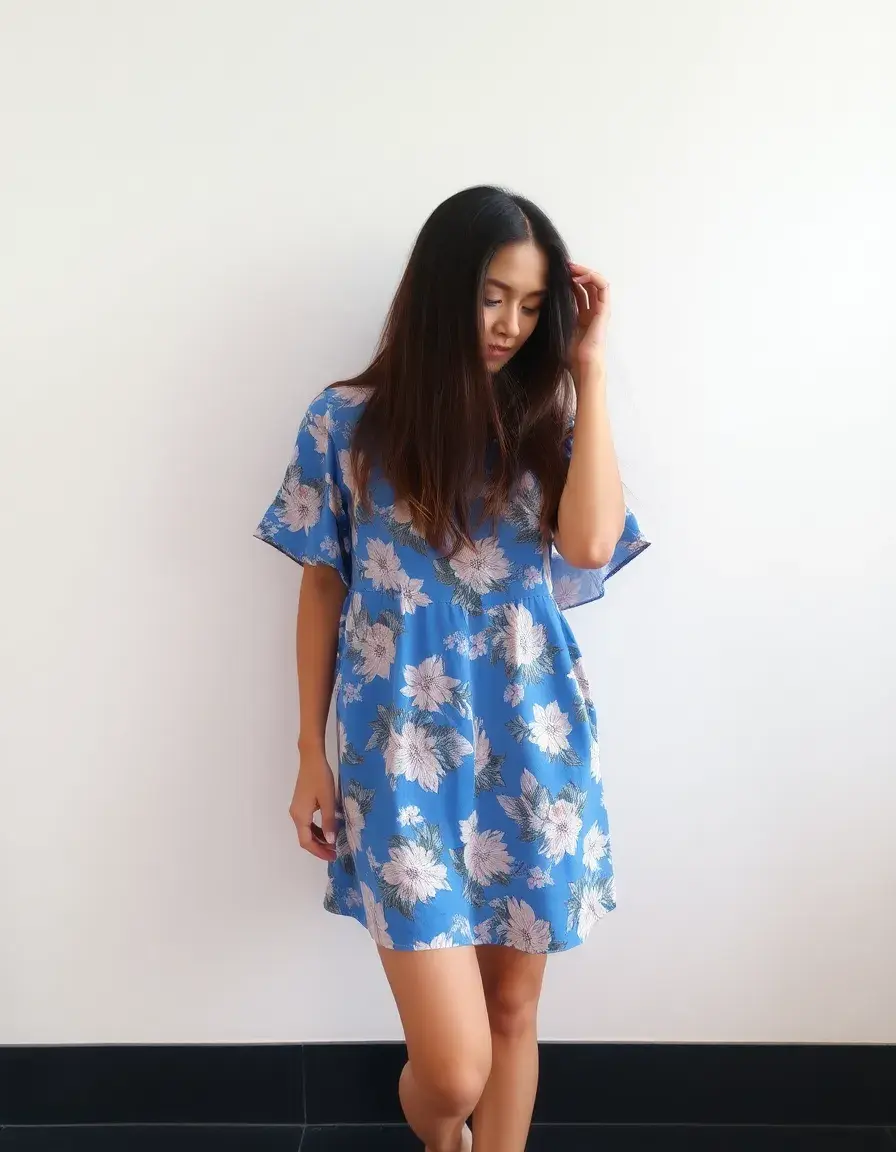 Vestido Azul Floral Casual