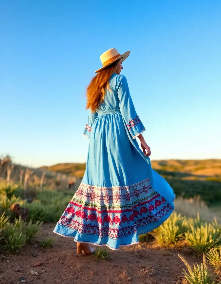 Vestido Largo Azul Boho