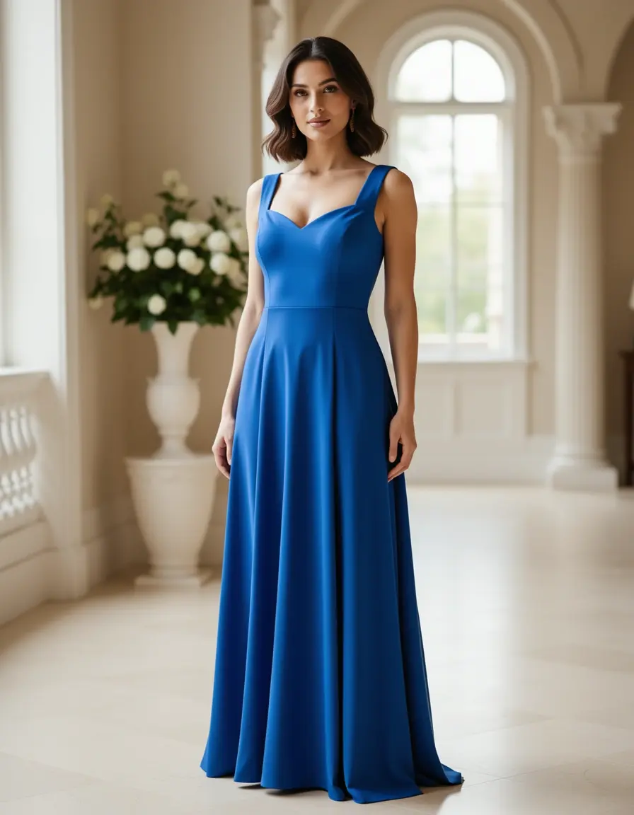 Vestido azulina midi de cóctel ajustado