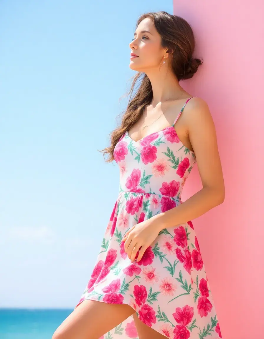 Vestido azulina con estampado floral