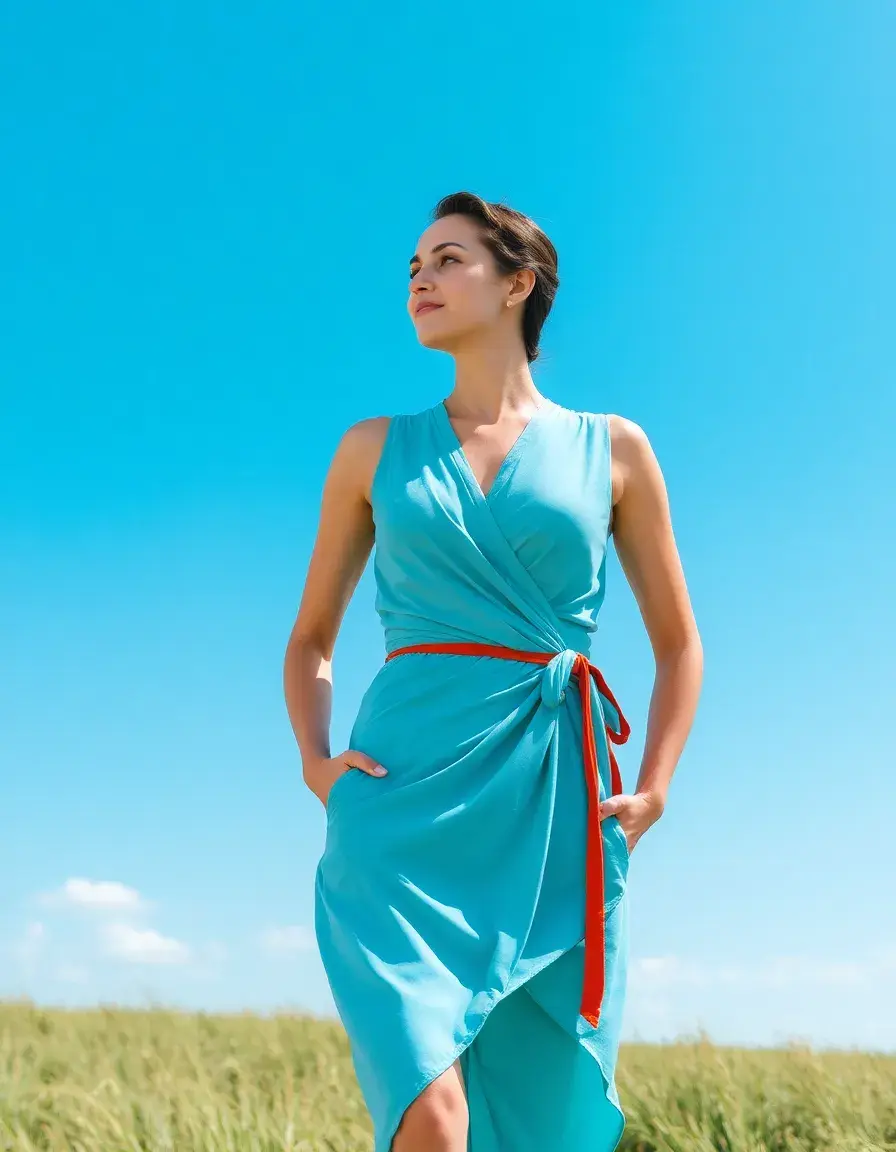Vestido azulina cruzado estilo wrap