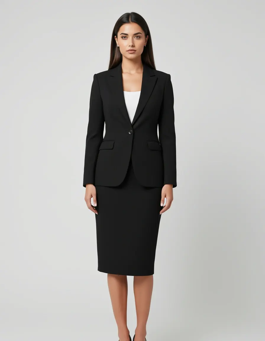 Vestido blazer negro entallado profesional