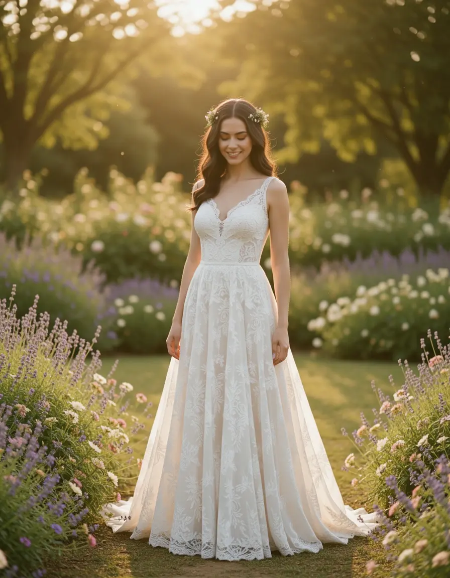 Lace Bridal Midi, vestido de encaje romántico