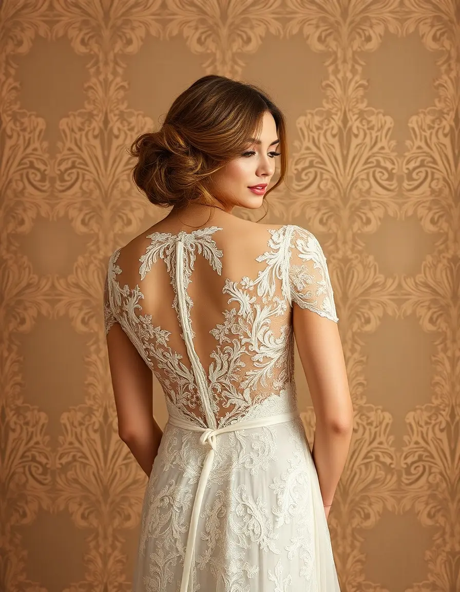 Vestido de encaje romántico corte imperio