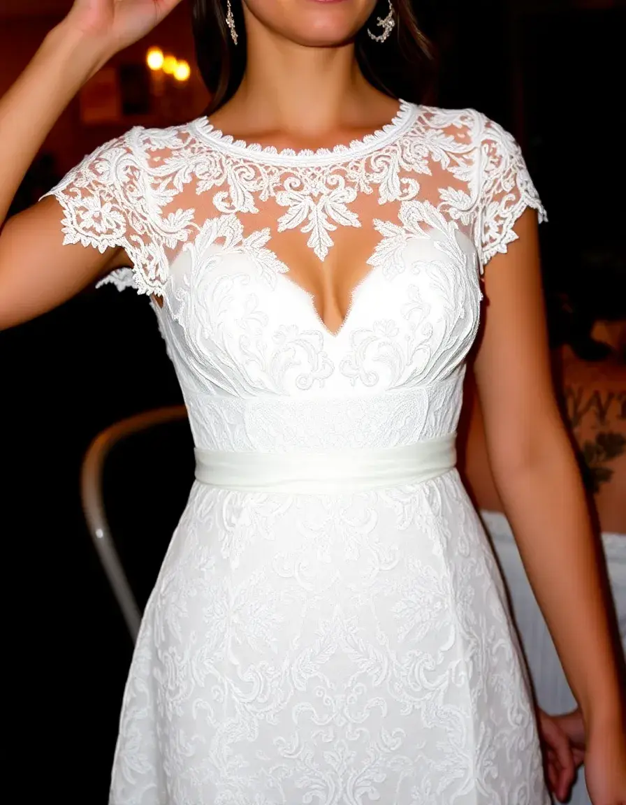 Vestido de boda invitada encaje tipo cóctel