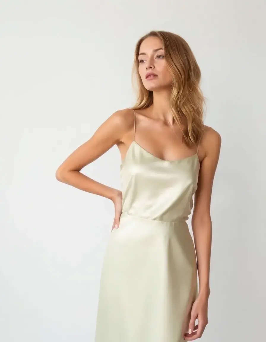 Vestido de boda invitada lencero satén